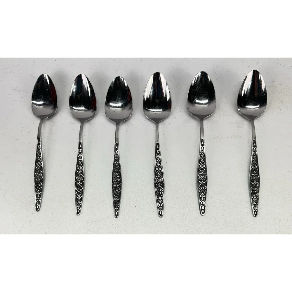 Vintage Towle TWS318 SSC Stainless Japan Teaspoons Set of 6 MCM 6 1/4